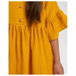Robe à Volants Coton Bio | Jaune moutarde