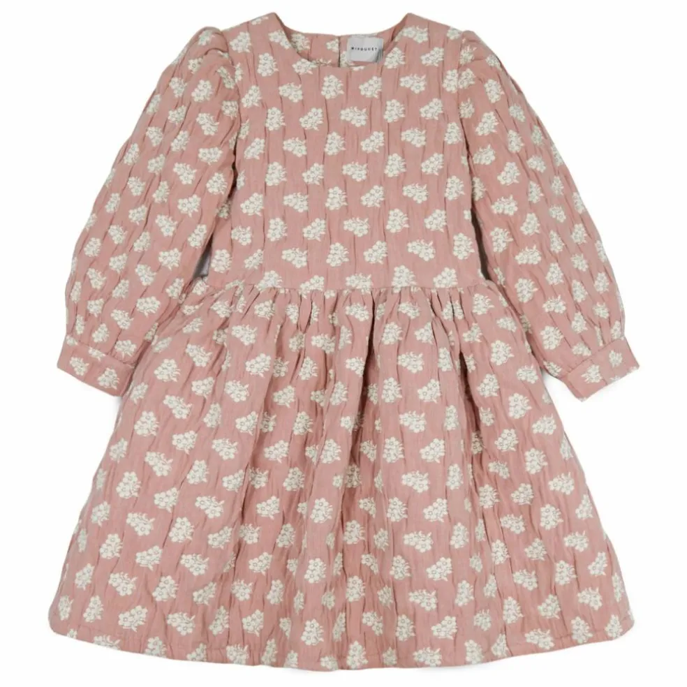 Robe Anita Fleurie Jacquard Coton Bio | Rose poudré
