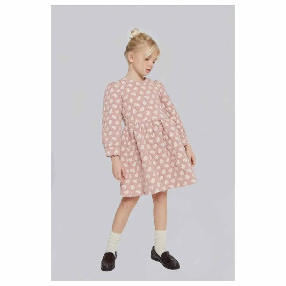Robe Anita Fleurie Jacquard Coton Bio | Rose poudré
