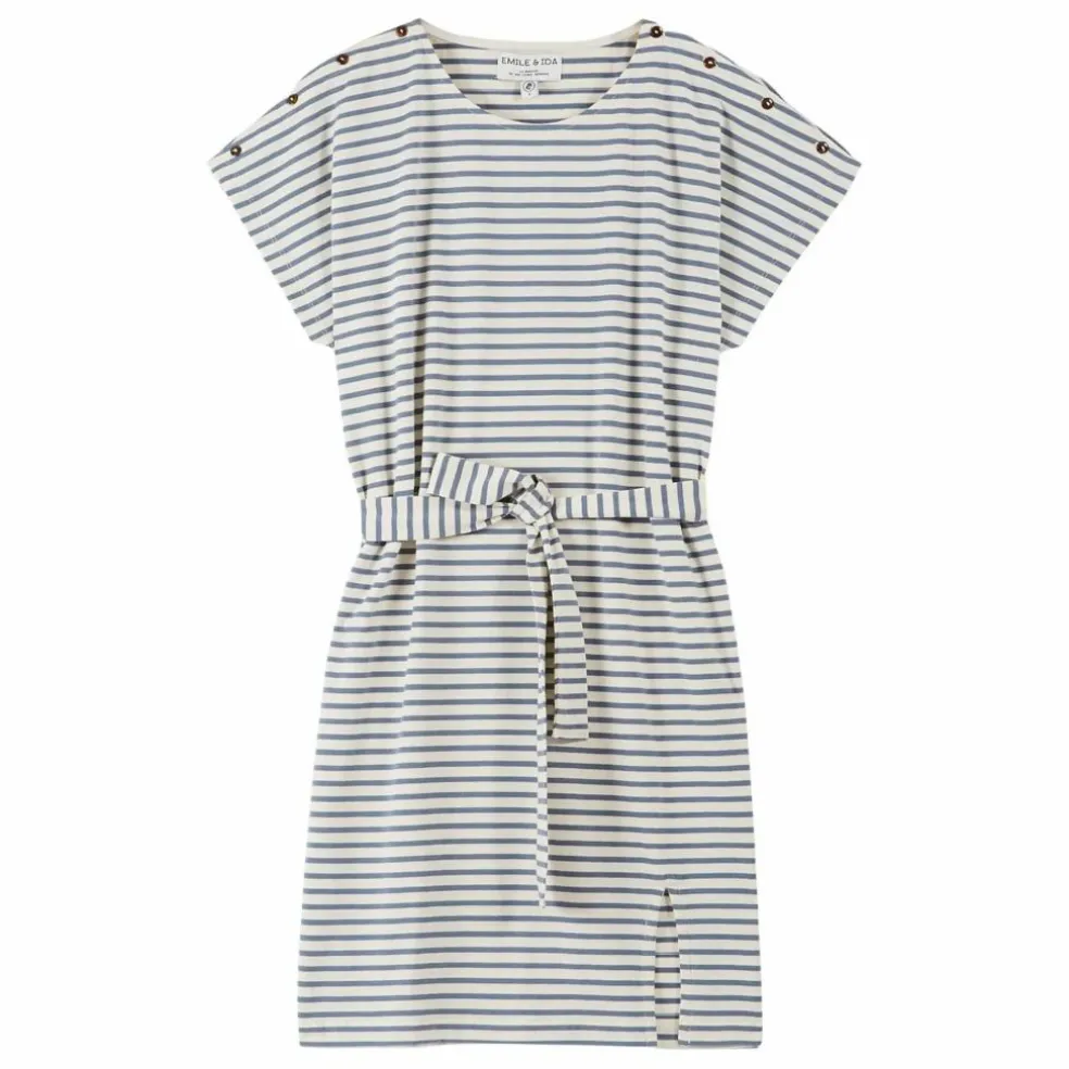 Robe Bénédicte Rayures Coton Bio | Bleu