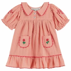 Robe Brodée | Rose pêche