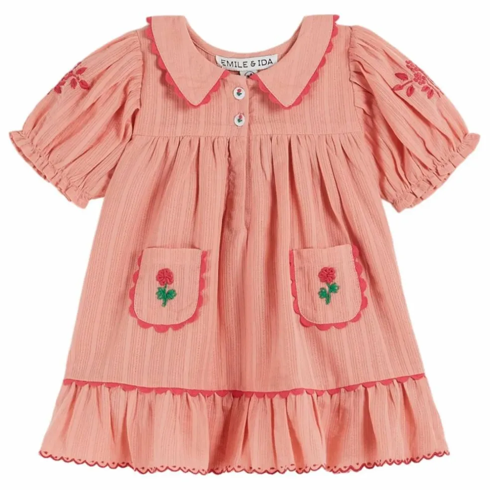 Robe Brodée | Rose pêche