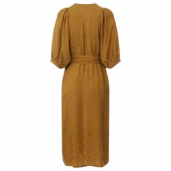 Robe Ceinturée Midi Jacquard | Bronze
