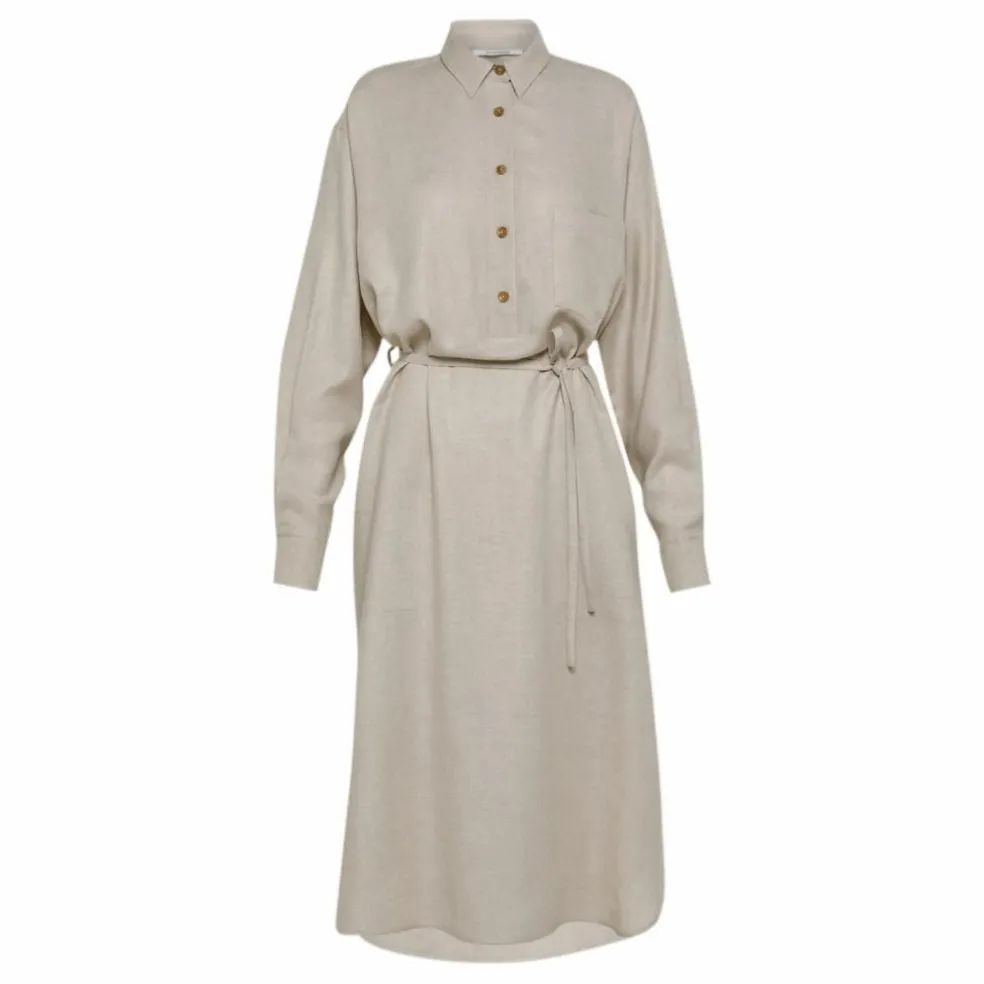 Robe Chemise Etamine Laine | Ecru