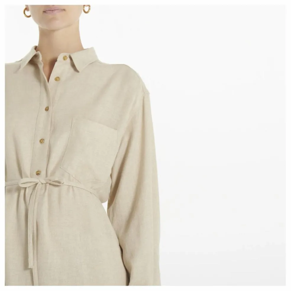 Robe Chemise Etamine Laine | Ecru
