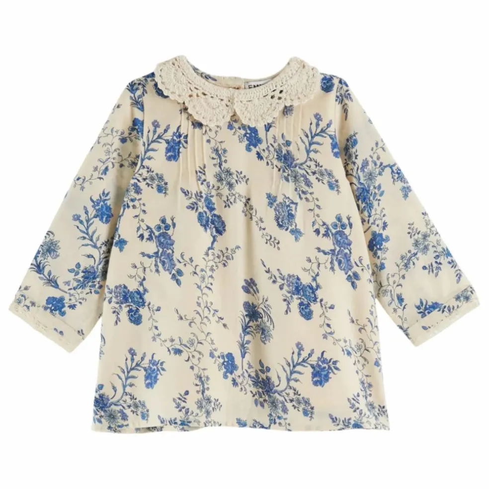 Robe Col Crochet Fleurie | Ecru