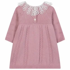 Robe Col Dentelle Laine | Rose pâle