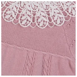 Robe Col Dentelle Laine | Rose pâle