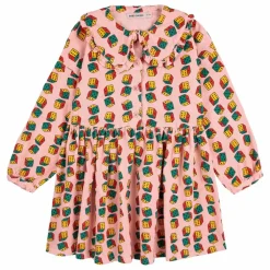 Robe Col Dés Velours Côtelé Coton Bio | Rose