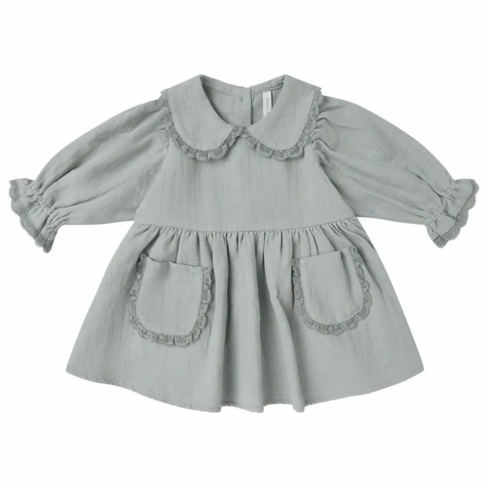 Robe Col Gaze de Coton Bio | Bleu gris