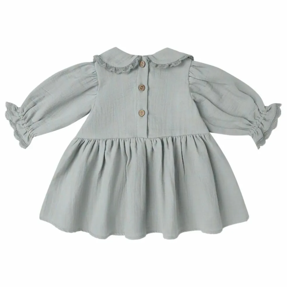 Robe Col Gaze de Coton Bio | Bleu gris