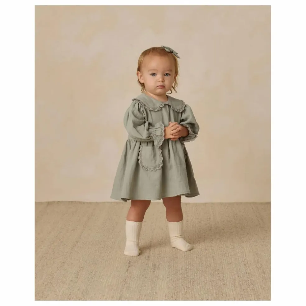 Robe Col Gaze de Coton Bio | Bleu gris
