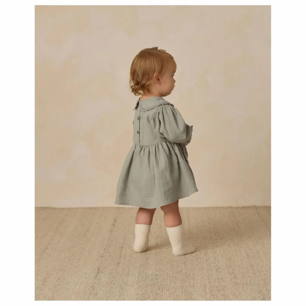 Robe Col Gaze de Coton Bio | Bleu gris