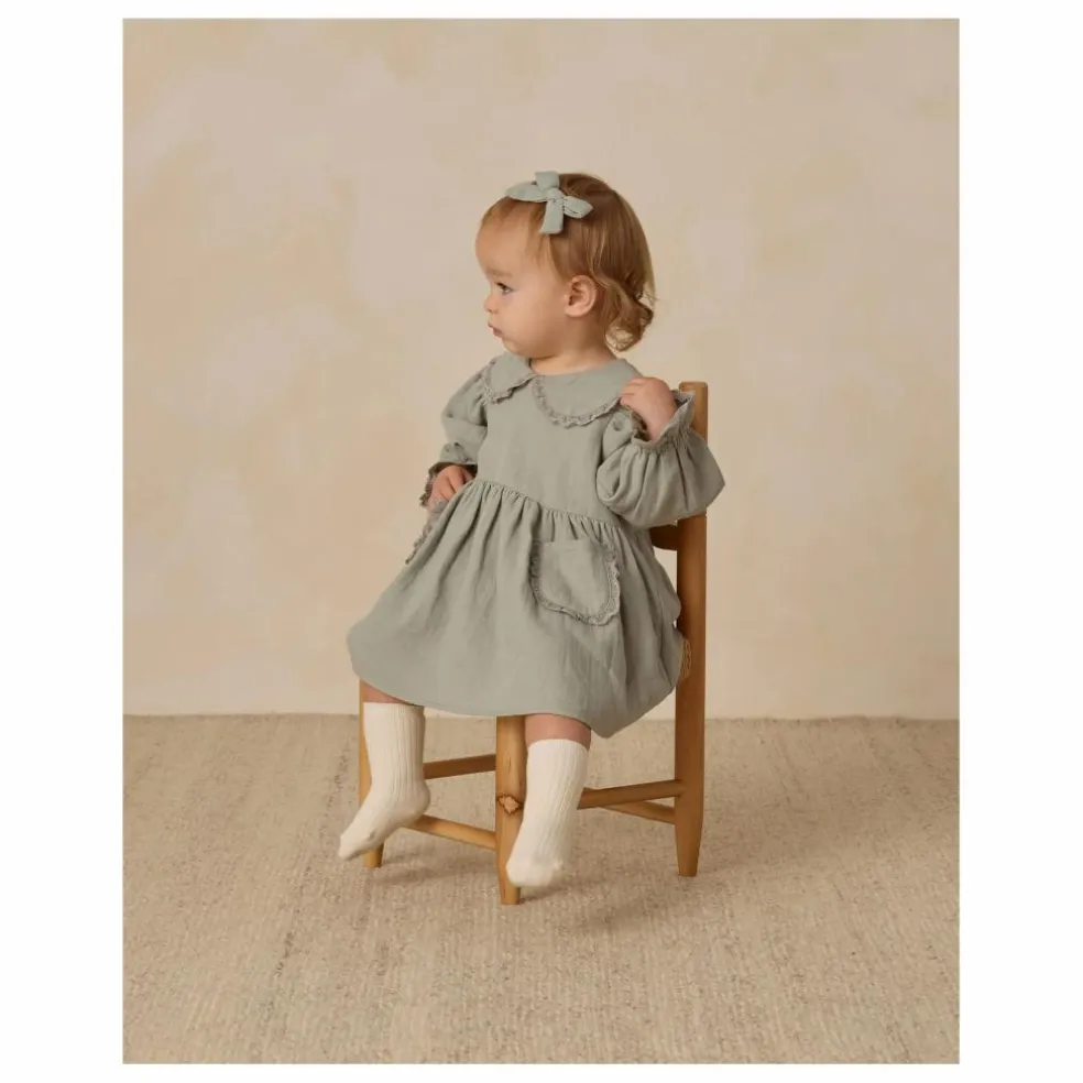 Robe Col Gaze de Coton Bio | Bleu gris