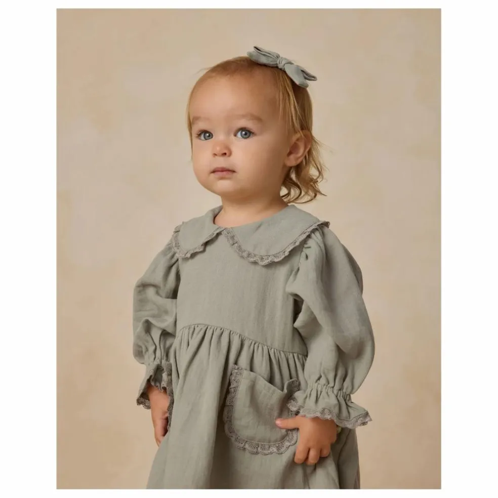 Robe Col Gaze de Coton Bio | Bleu gris
