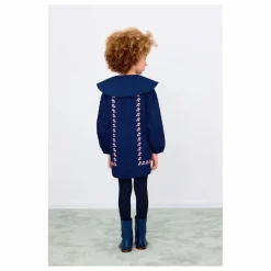 Robe Col Large Cerises Popeline | Bleu marine