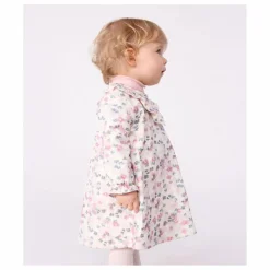 Robe Col Volant Fleurie Coton Bio | Ecru