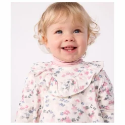 Robe Col Volant Fleurie Coton Bio | Ecru