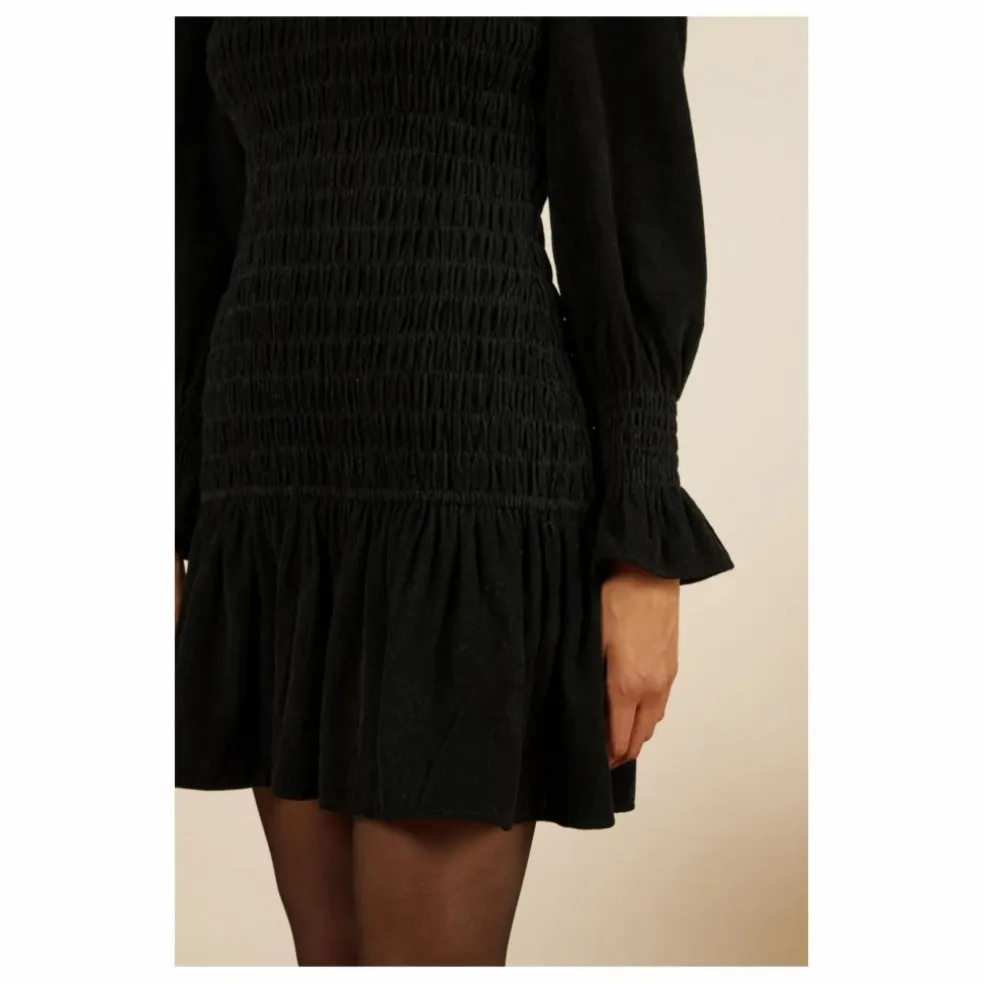 Robe Courte Aleria Velours Côtelé | Noir