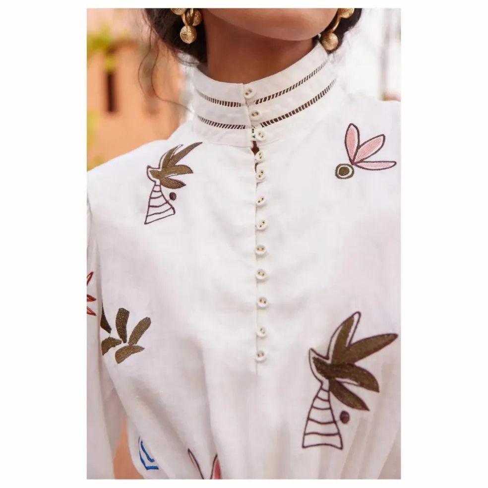 Robe Courte Mina Brodée | Blanc