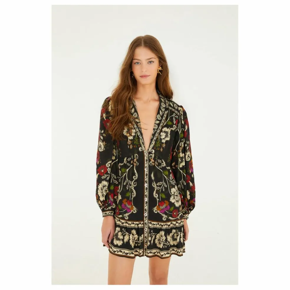 Robe Courte Rococo Flowers | Noir