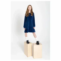 Robe courte volant | Bleu nuit