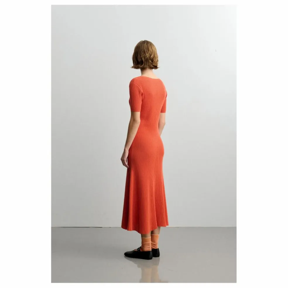 Robe Côtelée Coton Bio - Collection Femme | Orange