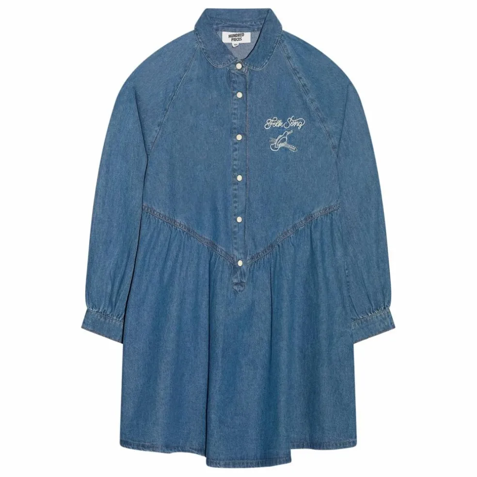 Robe Denim Brodée Shirley | Bleu jean