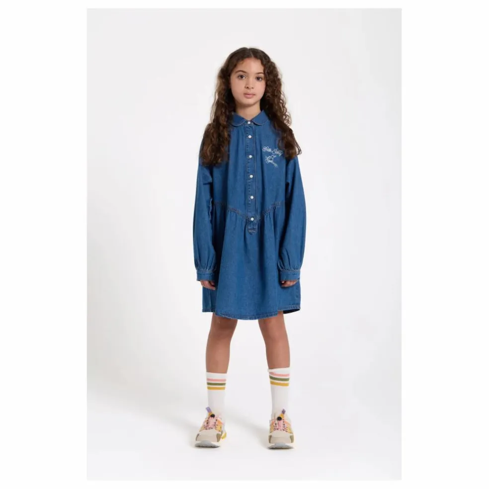 Robe Denim Brodée Shirley | Bleu jean
