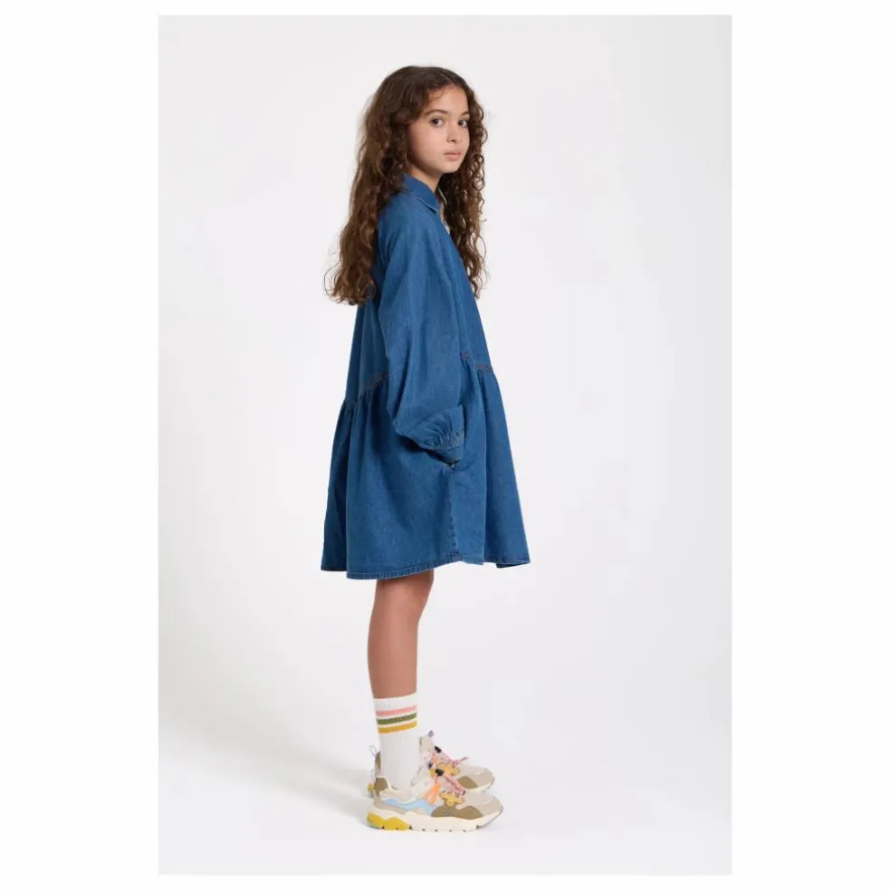 Robe Denim Brodée Shirley | Bleu jean