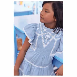 Robe Dentelle Volants | Bleu azur