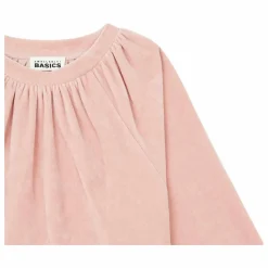 Robe Fille Courte à Volants en Velours | Rose poudré