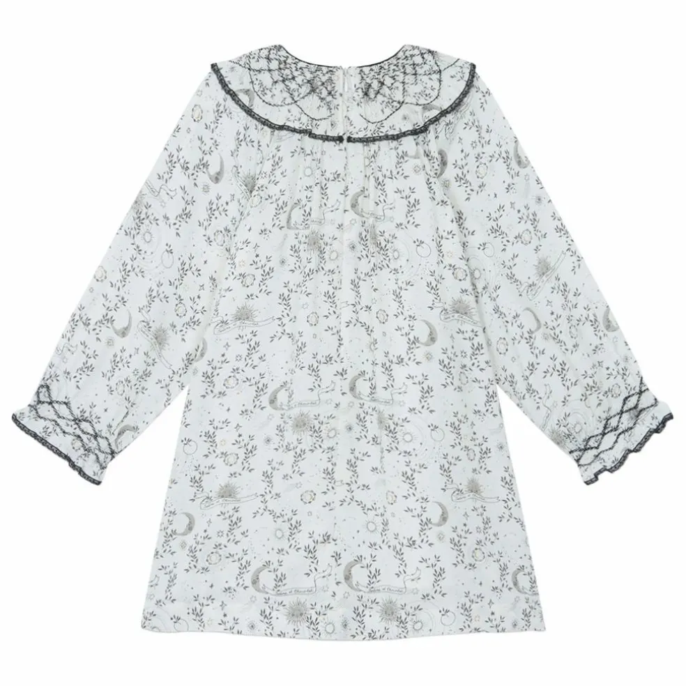 Robe Fleurie Col Smocké | Blanc