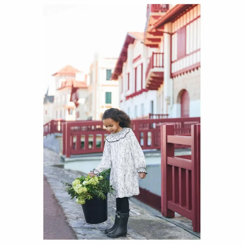 Robe Fleurie Col Smocké | Blanc