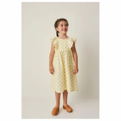 Robe Fleurs Volants | Jaune