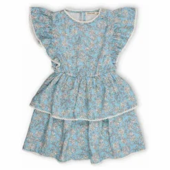 Robe Fleurs Volants Mélina | Bleu ciel