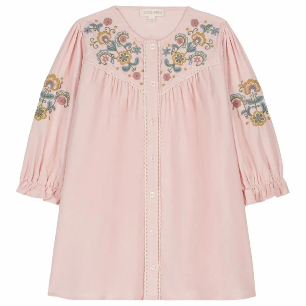 Robe Floriane Velours Côtelé Fin | Rose pâle