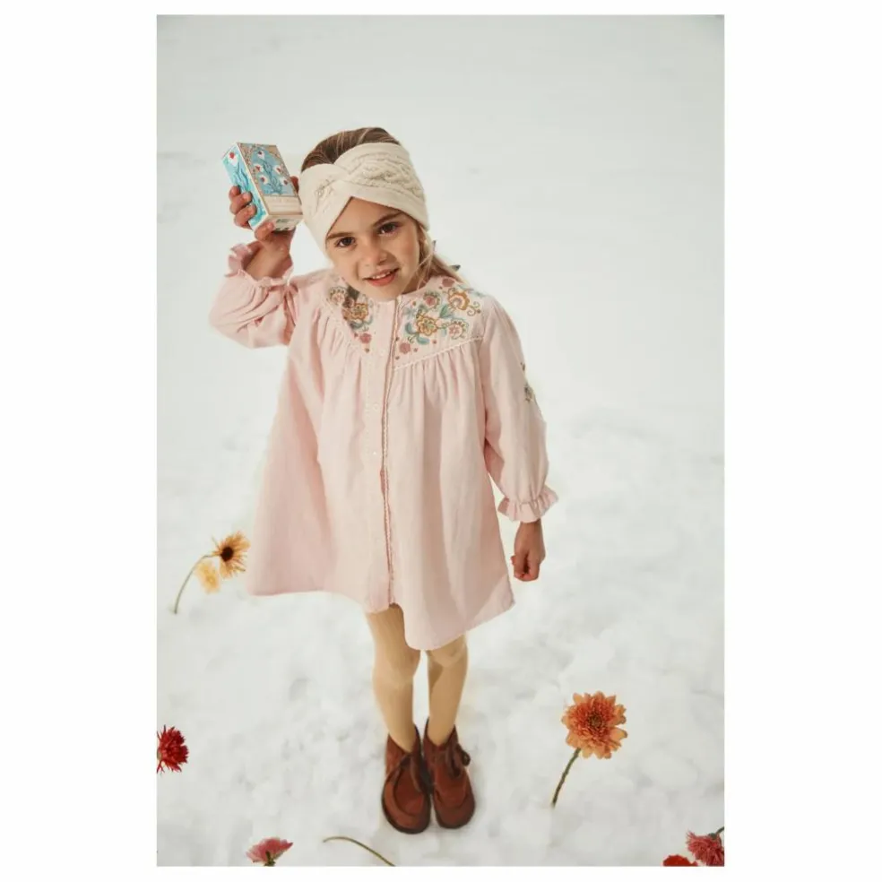 Robe Floriane Velours Côtelé Fin | Rose pâle