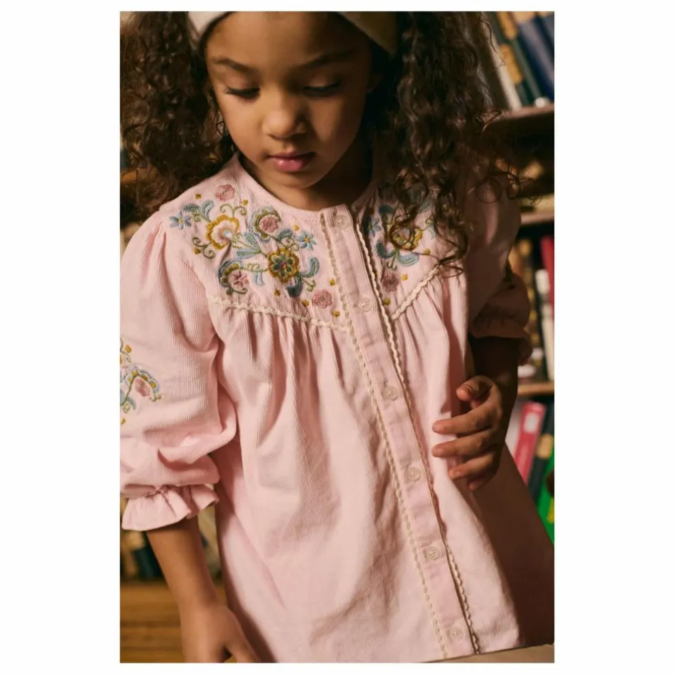 Robe Floriane Velours Côtelé Fin | Rose pâle