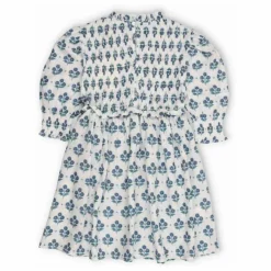 Robe Froncée Fleurs Eleni | Blanc