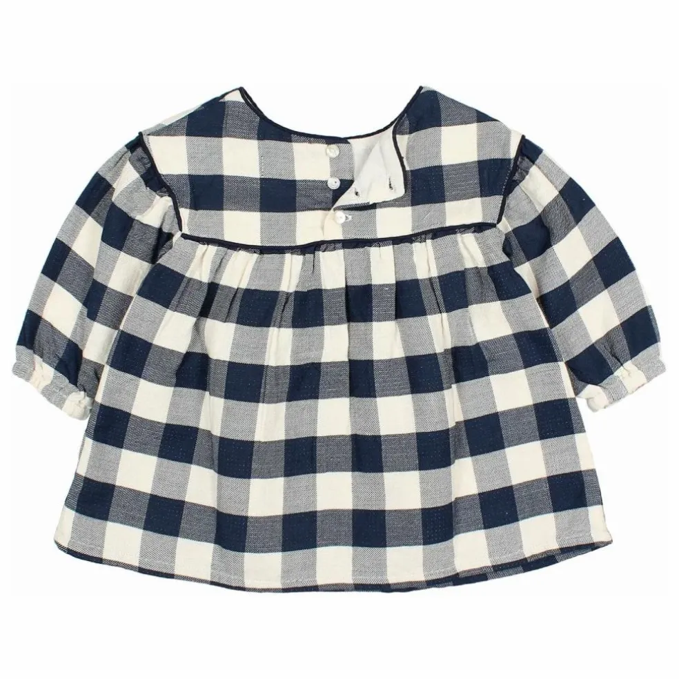 Robe Gingham Carreaux Bébé | Bleu marine