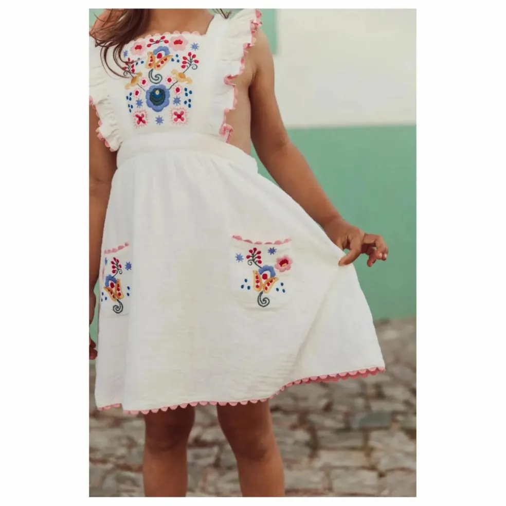 Robe Huguette Gaze de Coton Bio | Blanc