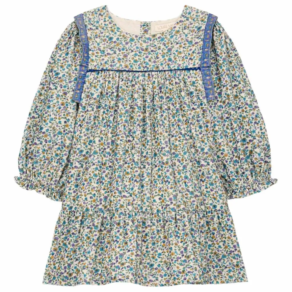 Robe Isatys Fleurie Velours Côtelé Fin | Bleu