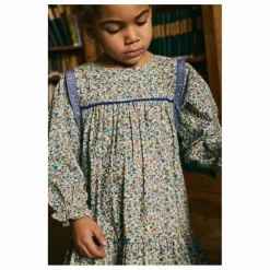 Robe Isatys Fleurie Velours Côtelé Fin | Bleu