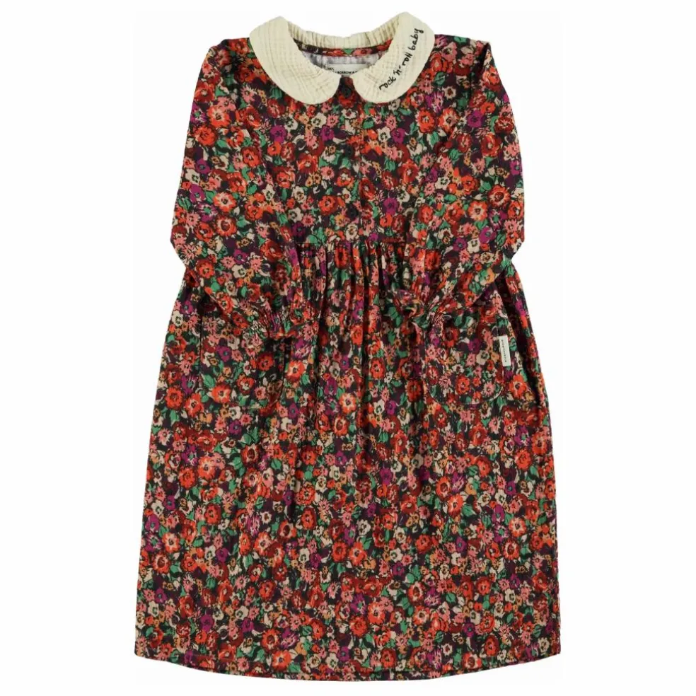 Robe Longue Col Claudine Fleurie | Noir