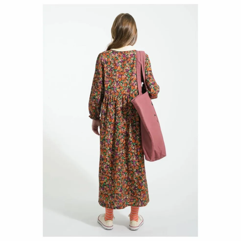 Robe Longue Col Claudine Fleurie | Noir