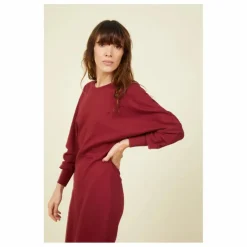 Robe Longue Femme Manches Chauve-souris en Coton Organique | Bordeaux