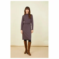 Robe Longue Nouée Femme Coton Organique | Gris anthracite