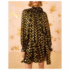 Robe Loretta Métallisée Soie | Noir