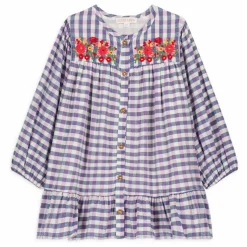 Robe Massilia Brodée Carreaux | Bleu